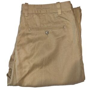 Tommy Bahama Men's Silk Blend Pleated Khaki Tan Pants 35 X‎ 30 Straight Leg